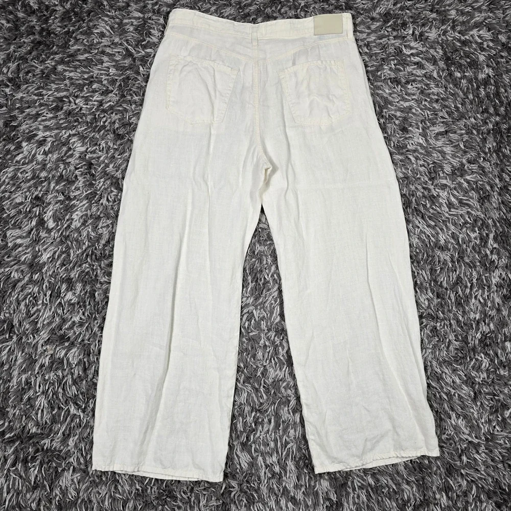 Citizens of Humanity Mens 34 Linen Wide Leg Pants Cream Drawstring 2144-1761 USA